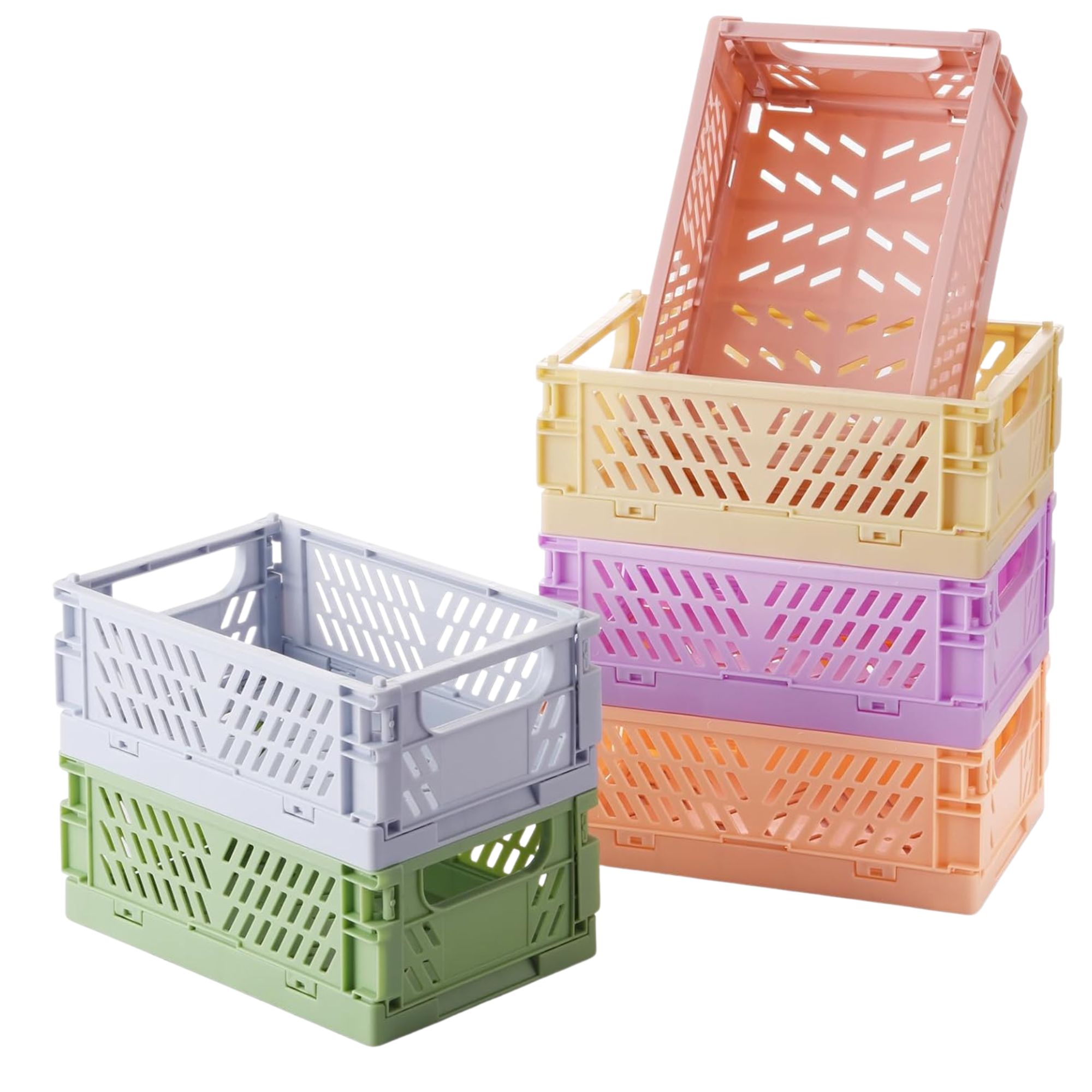 HUUSMOT 6-Pack Collapsible Small Plastic Storage Baskets