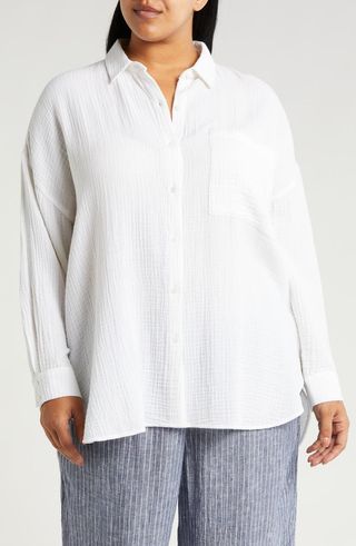 Classic Collar Organic Cotton Button-Up Shirt