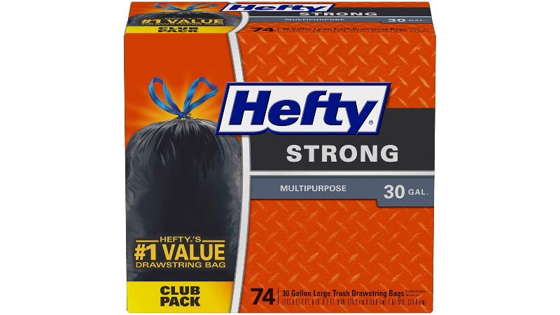 Hefty strong multipurpose large drawstring trash bags
