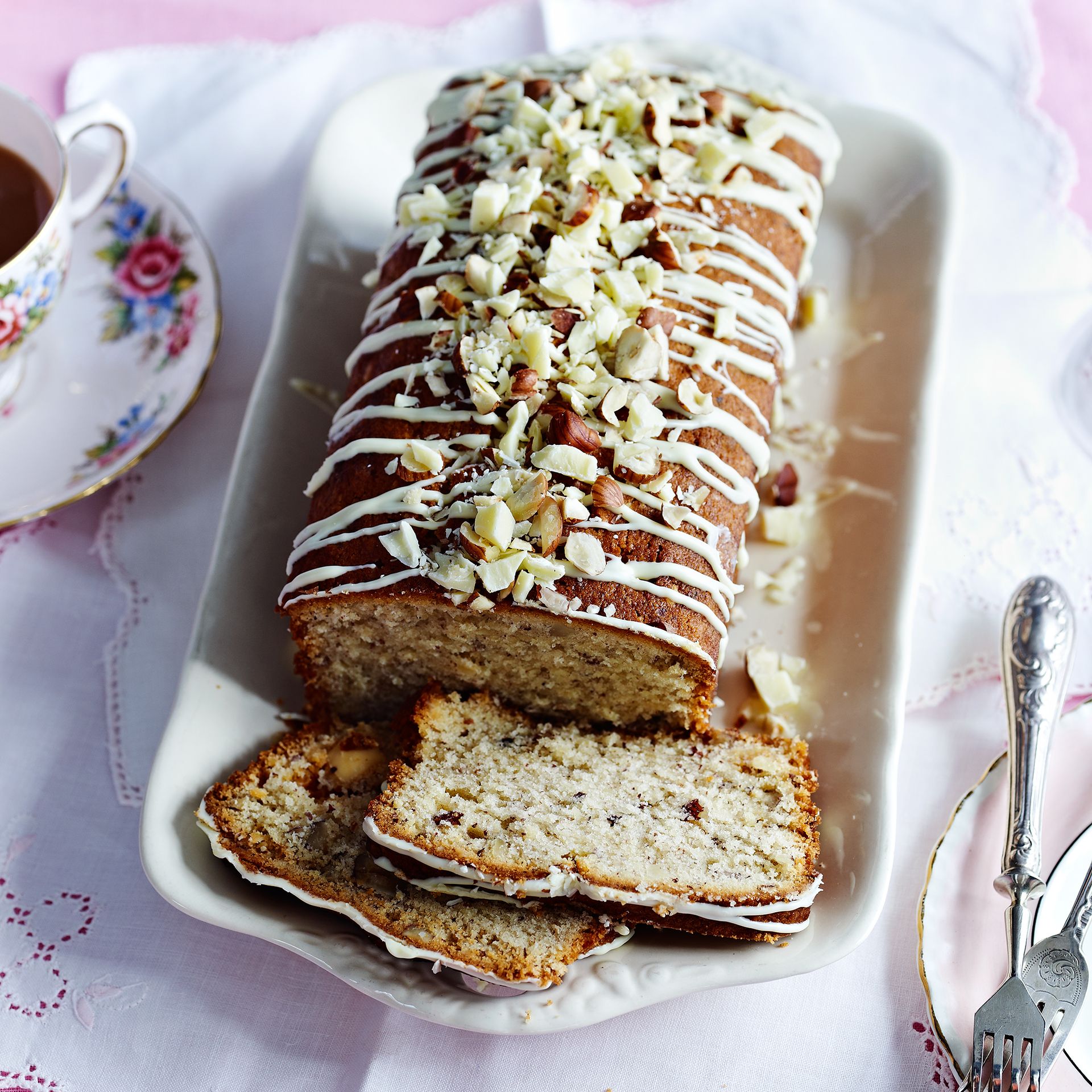 White Chocolate and Hazelnut Loaf Cake Dessert Recipes Woman & Home