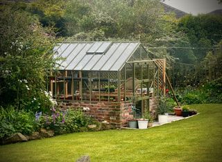 Brick and olive greenhouse