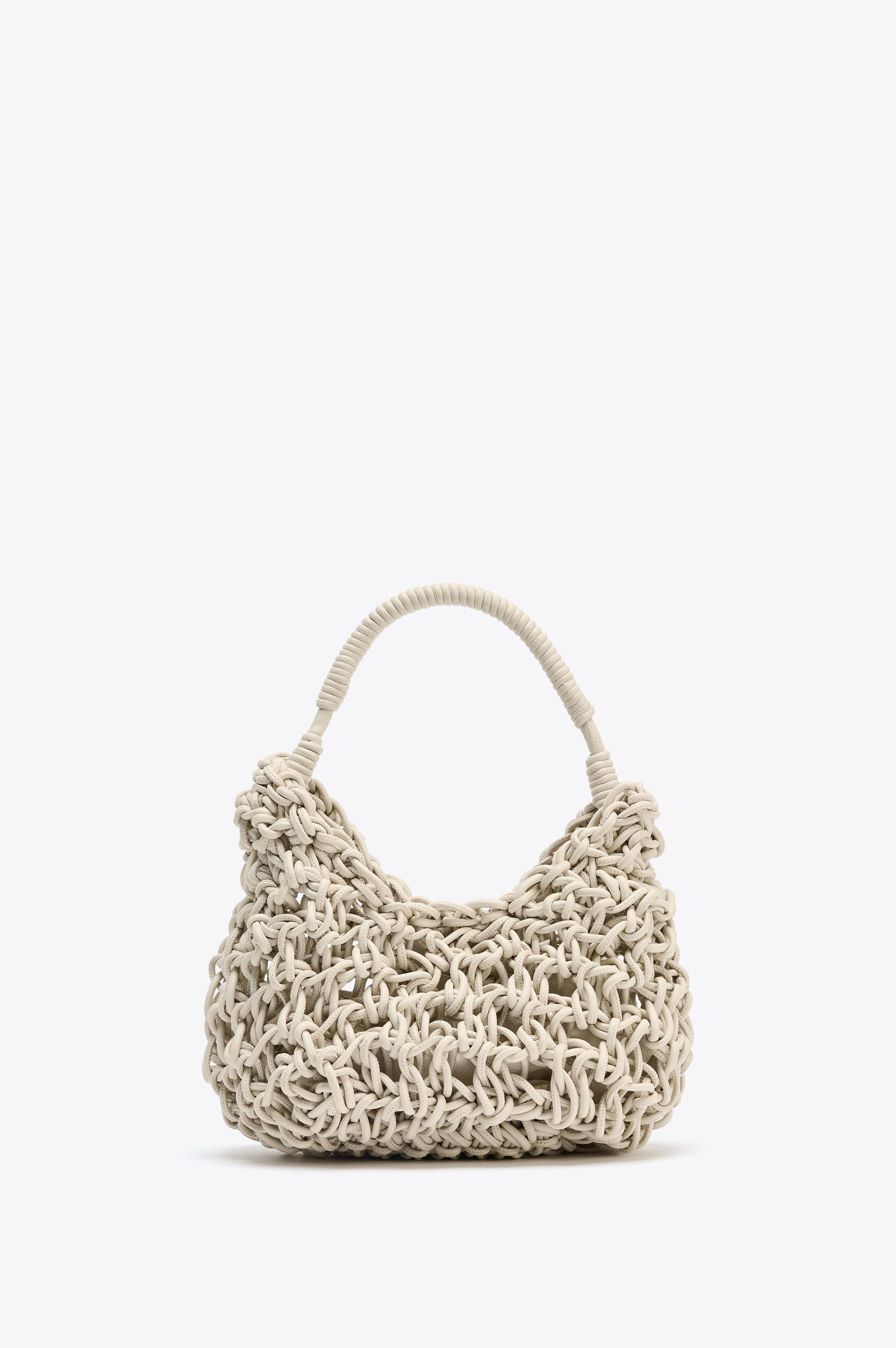 Topstitched Woven Handbag