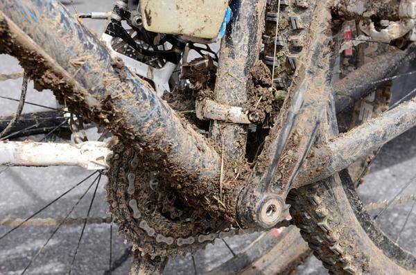 A muddy bike after stage 2