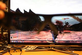 Shooting through the glasses takes away the double vision.
