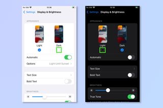 The second step to enabling dark mode on iOS