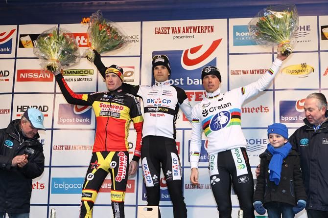 The podium in Lille: Klaas Vantornout, Niels Albert and Sven Nys