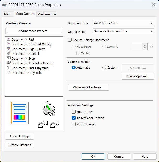 Epson EcoTank ET-2950 printer driver