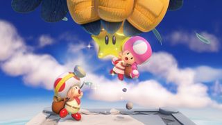 Screenshot featuring Toad and Toadette from the Wii U version of Captain Toad: Treasure Tracker