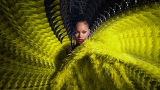 Rihanna in black and yellow for Apple Music Super Bowl halftime show promo