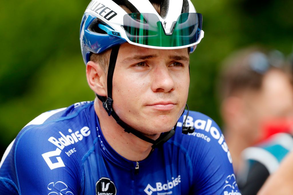 HAMOIR BELGIUM JUNE 12 Remco Evenepoel of Belgium and Team Deceuninck QuickStep Blue Leader Jersey at arrival during the 90th Baloise Belgium Tour 2021 Stage 4 a 1527km stage from Hamoir to Hamoir baloisebelgiumtour on June 12 2021 in Hamoir Belgium Photo by Bas CzerwinskiGetty Images