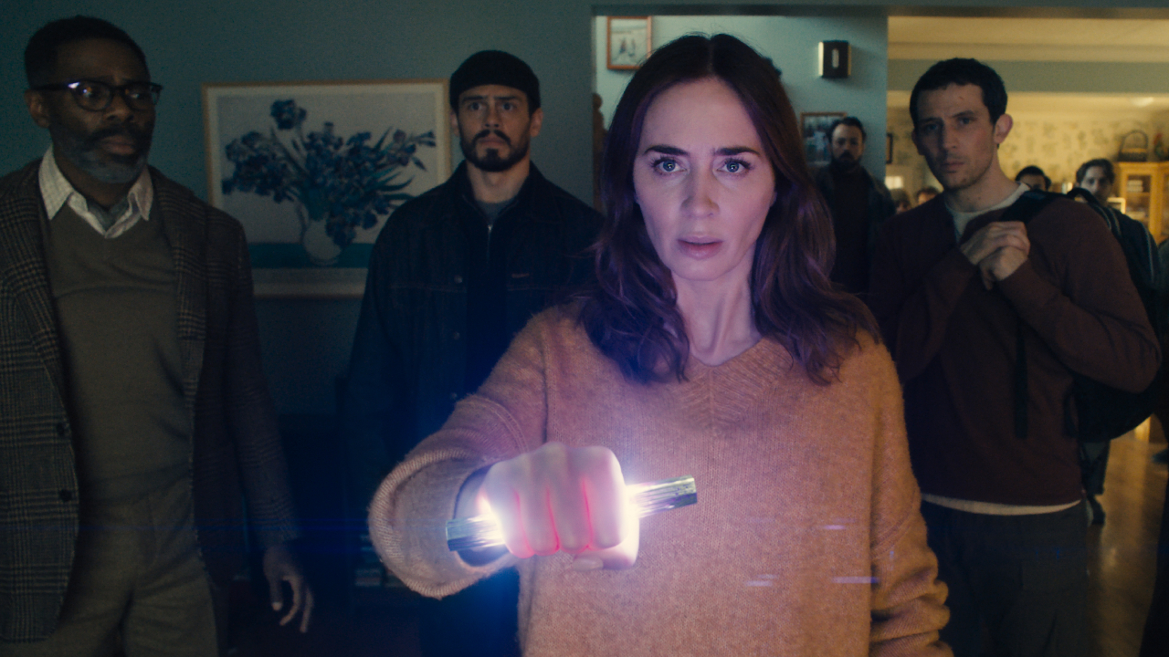 Colman Domingo, Tommy Martinez, Emily Blunt, and Josh O'Connor in Disclosure Day.