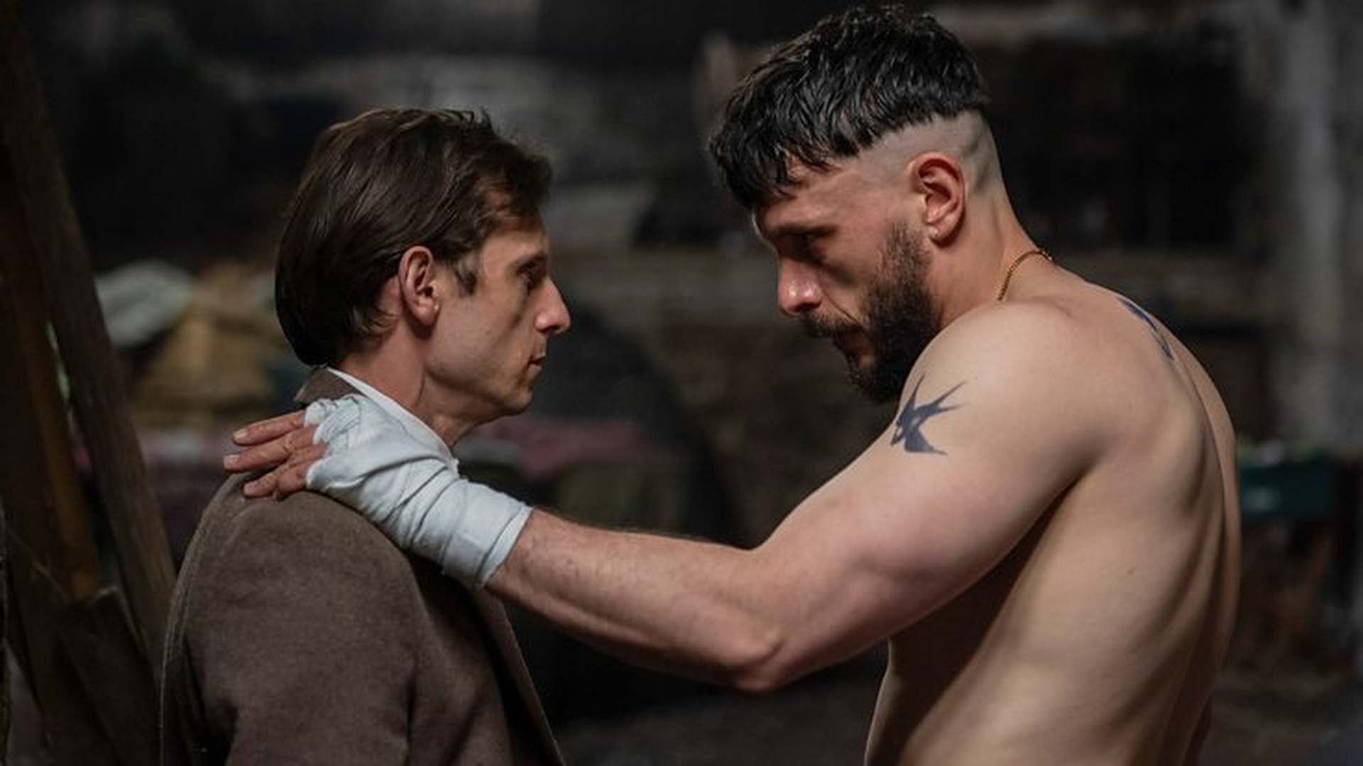 Jamie Bell (L) as Niall and Richard Gadd (R) as Ruben in Half Man