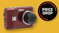 Red Kodak Pixpor FZ45 against a yellow background with the text "Price Drop"