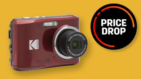 Red Kodak Pixpor FZ45 against a yellow background with the text "Price Drop"