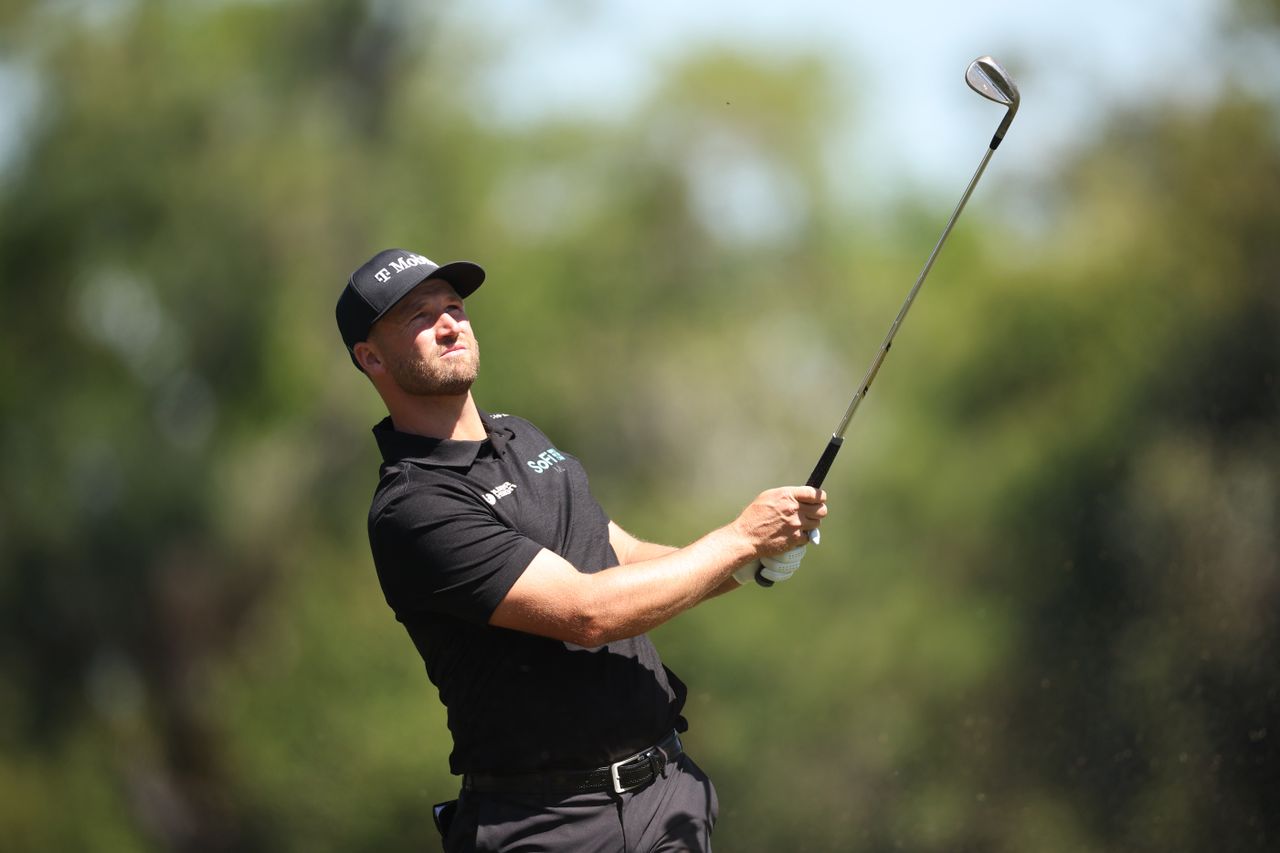 Wyndham Clark plays a shot on the seventh hole during the second round of the Valspar Championship 2026 at Copperhead Course