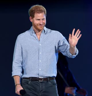 INGLEWOOD, CALIFORNIA: In this image released on May 2, Prince Harry, The Duke of Sussex, speaks onstage during Global Citizen VAX LIVE: The Concert To Reunite The World at SoFi Stadium in Inglewood, California. Global Citizen VAX LIVE: The Concert To Reunite The World will be broadcast on May 8, 2021. (Photo by Kevin Winter/Getty Images for Global Citizen VAX LIVE)