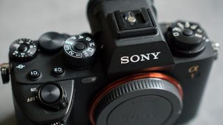 Image shows the dials on the top of the Sony A1's body