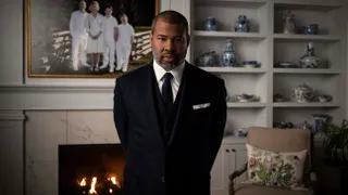 jordan peele in a living room doing the intro. ofthe twilight zone in the reboot