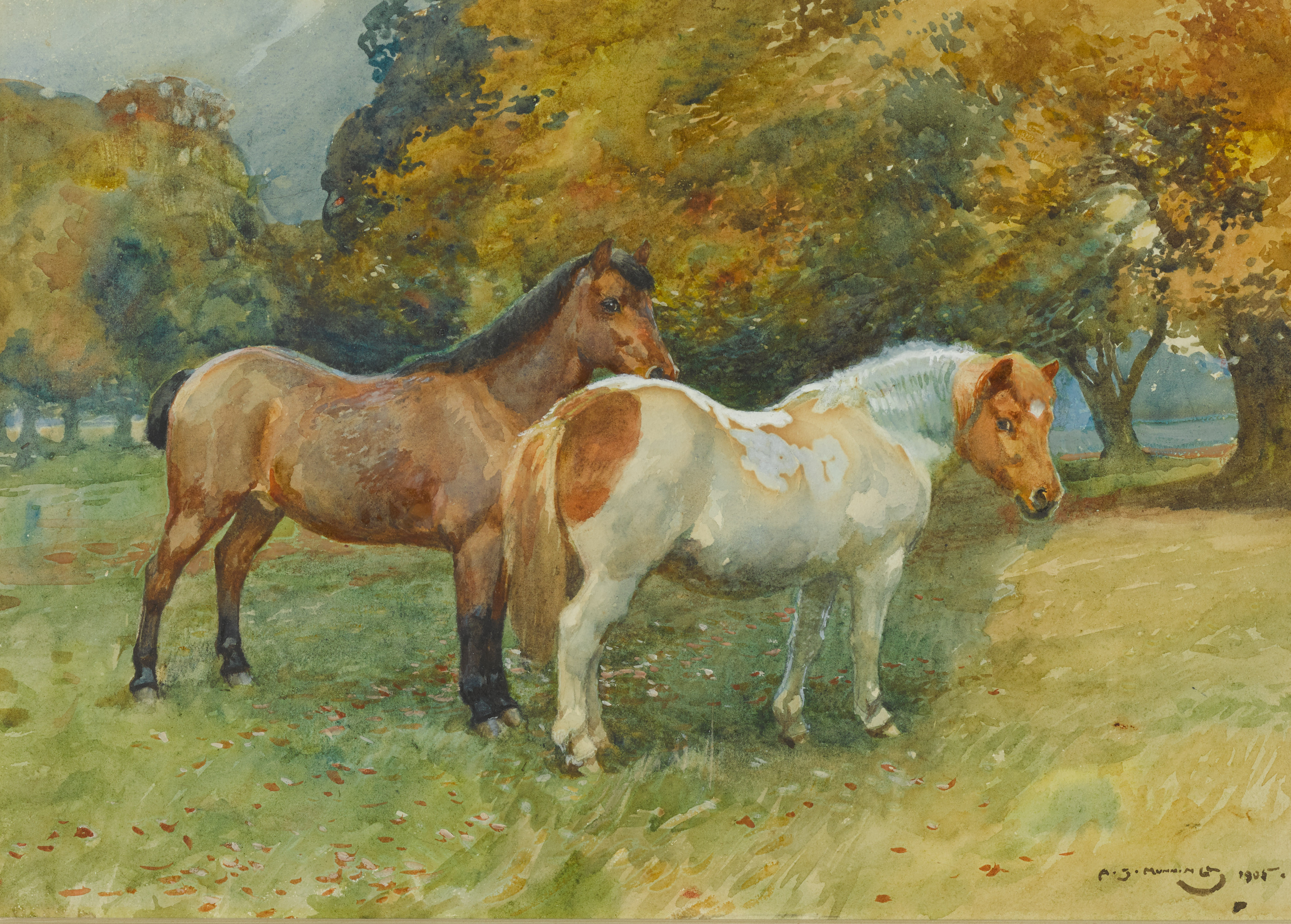 Sir-Alfred-James-Munnings-Soldier-and-Sailor-painted-in-the-Park-at-Catton-Hall-Norfolk-watercolour-and-bodycolour-1905-est.-%C2%A320000-30000.jpg