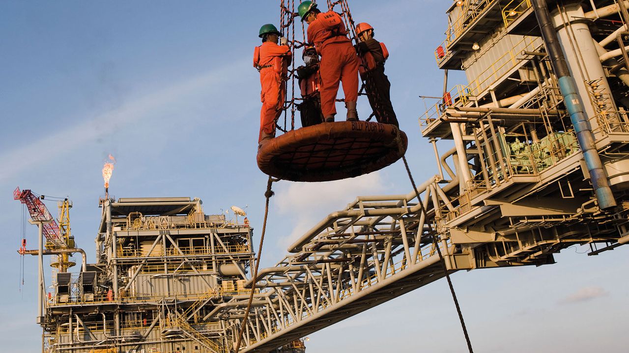 Offshore oilrig workers