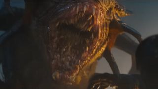 Xenophage lunges at Venom/Eddie with its mouth open in Venom: The Last Dance