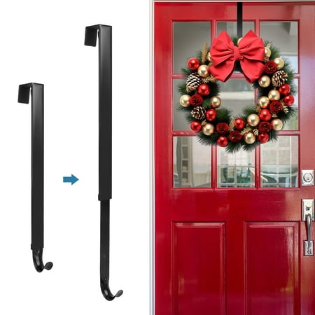 Wreath Hanger, Eeekit 15&#039;&#039;-25&#039;&#039; Adjustable Door Hanger Metal Wreath Hooks Over the Door Holder for Xmas Easter Spring Wreath Decorations, Holds Up to 20 Lbs