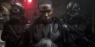 Yahya Abdul-Mateen II as Black Manta in costume in Aquaman