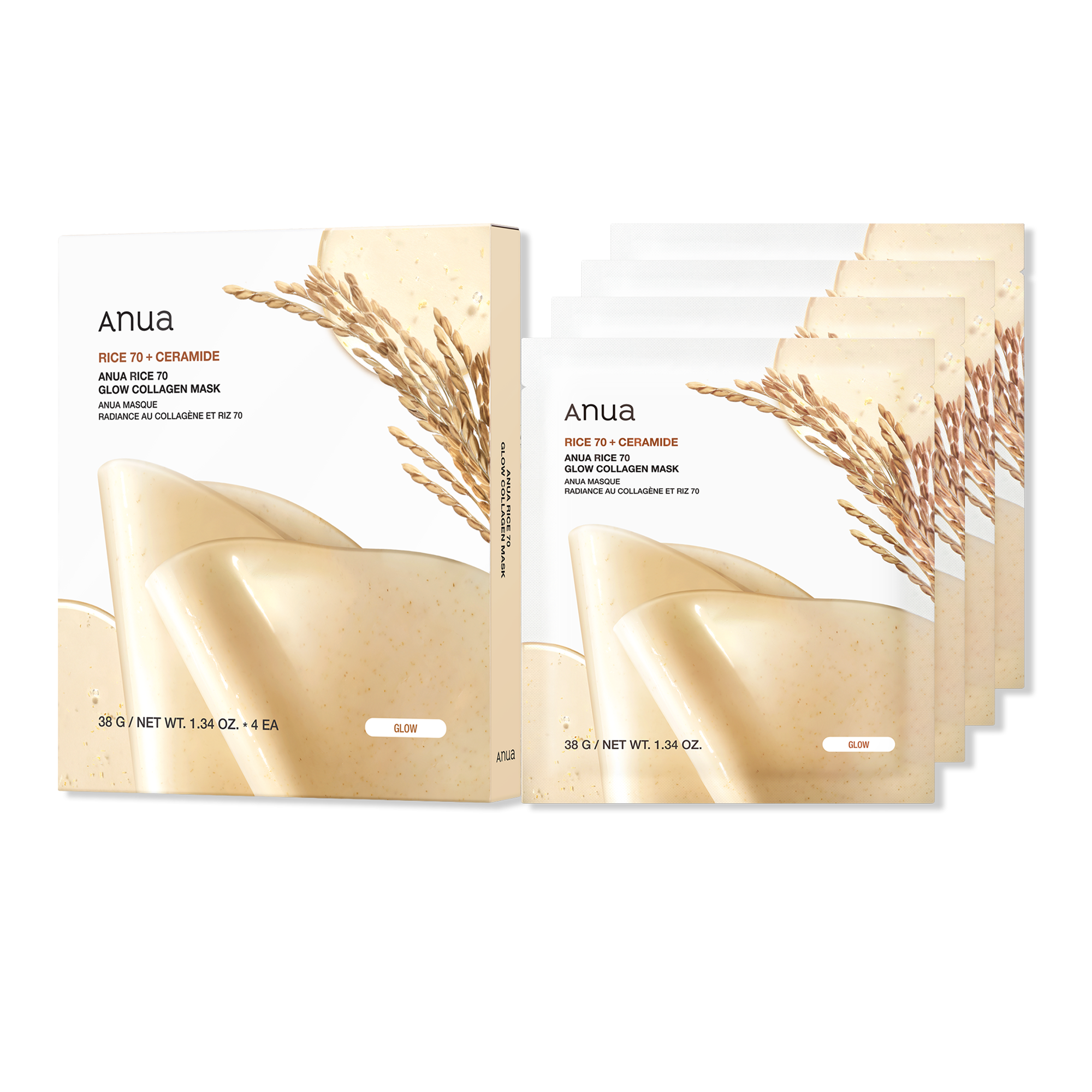 Rice 70 Glow Collagen Mask - 4 Ct