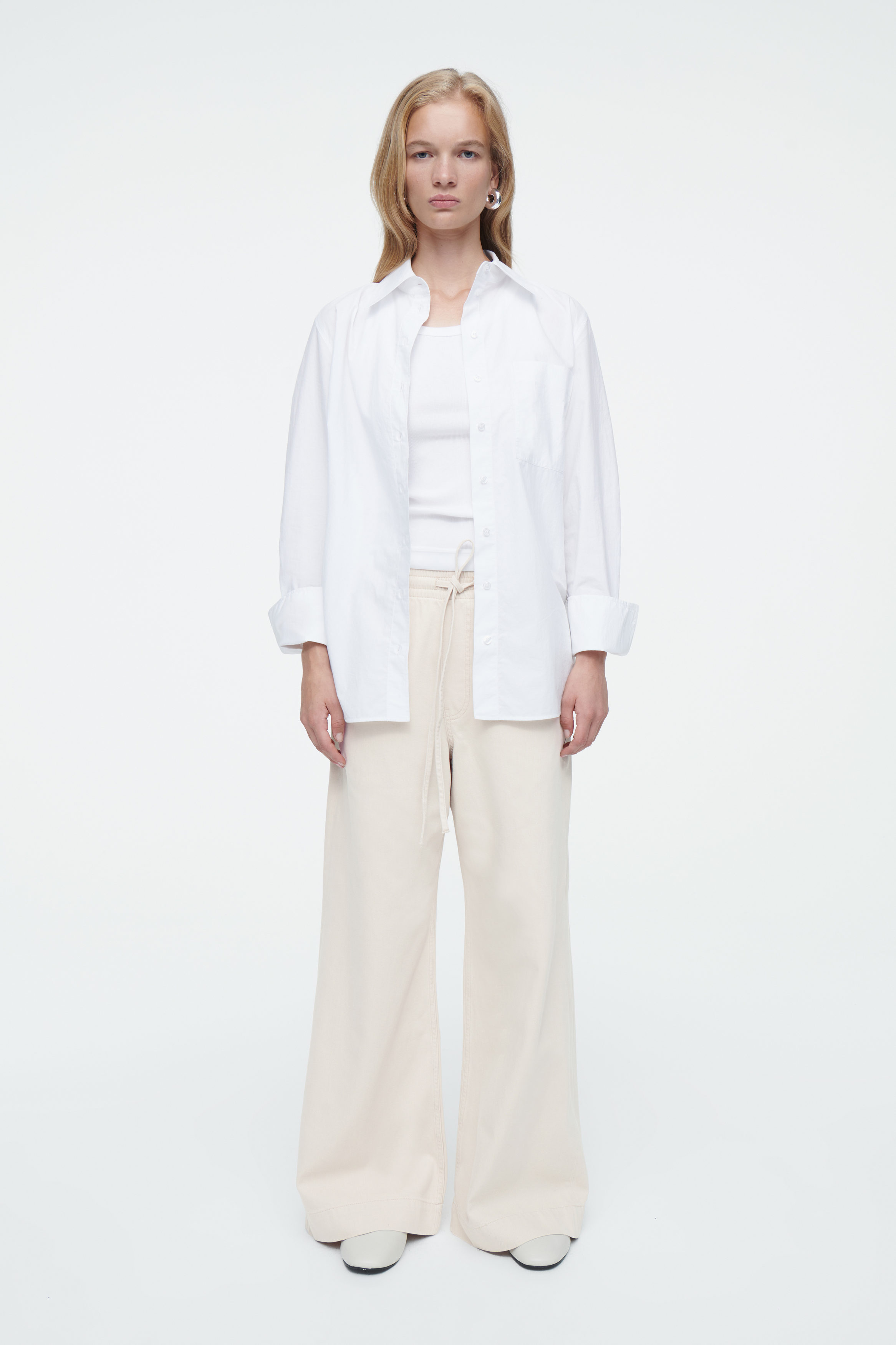 Wide-Leg Fluid Denim Trousers
