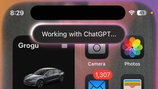 "Working with ChatGPT" displayed by Siri.