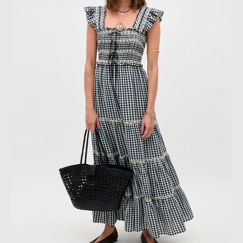 black and white checkered dress