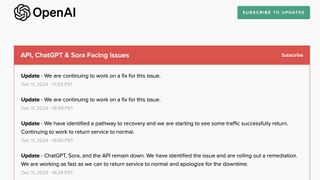 OpenAI Status Page as of 8:14PM ET on December 11, 2024.