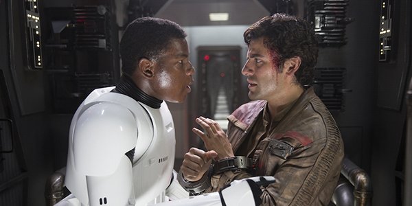 Finn and Poe in The Force Awakens