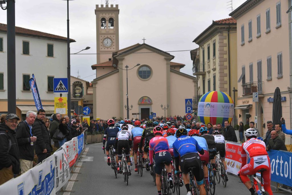 The riders head through Larciano