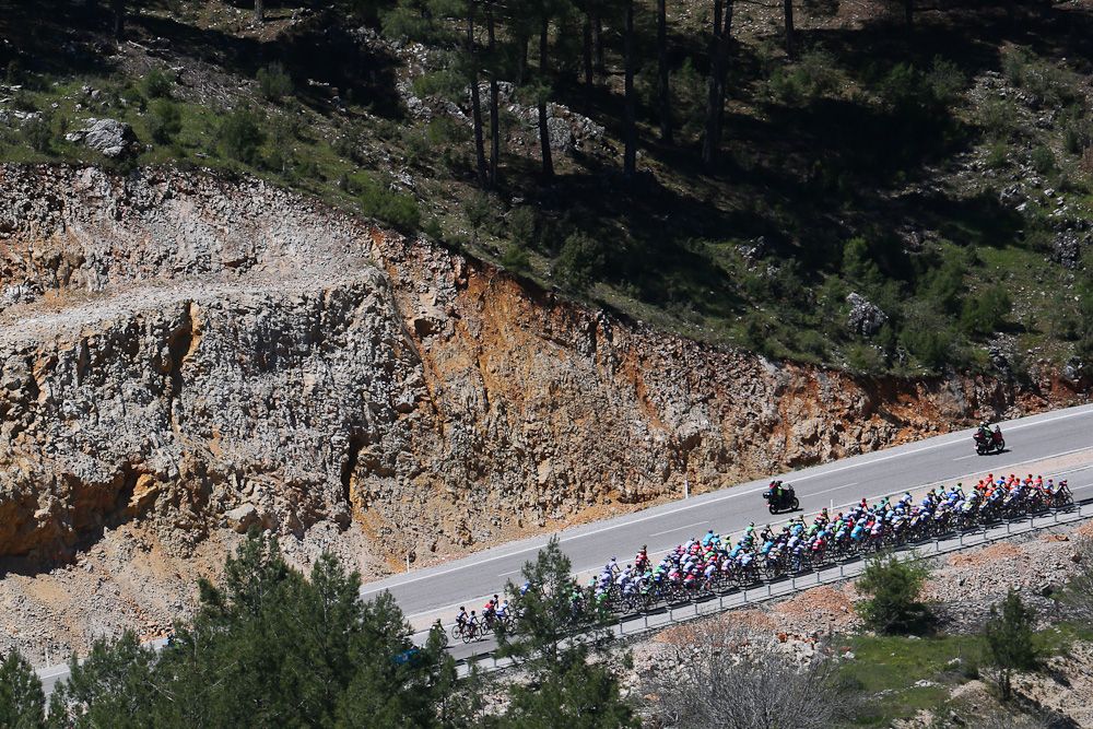 The peloton rides during stage 5 at the Tour of Turkey.