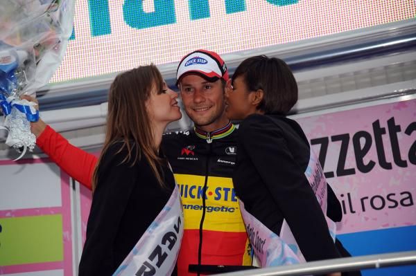 Tom Boonen (Quick Step) was a little bit happier once he got to the podium