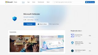 Website screenshot for Windows Defender.