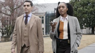 Ramón Rodríguez and Iantha Richardson as Will Trent and Faith Mitchell walking side by side in Will Trent