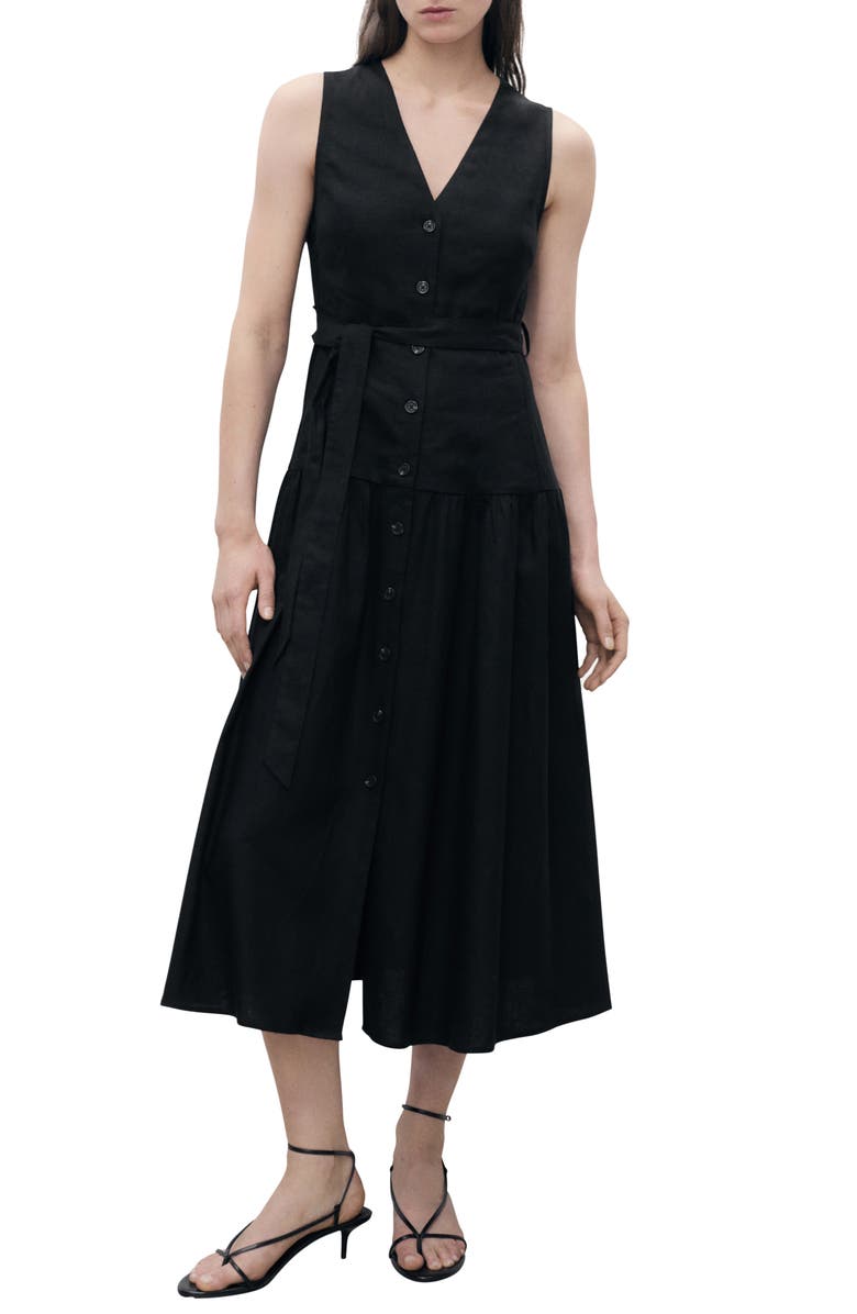 Zamore Sleeveless Tie Waist Midi Dress