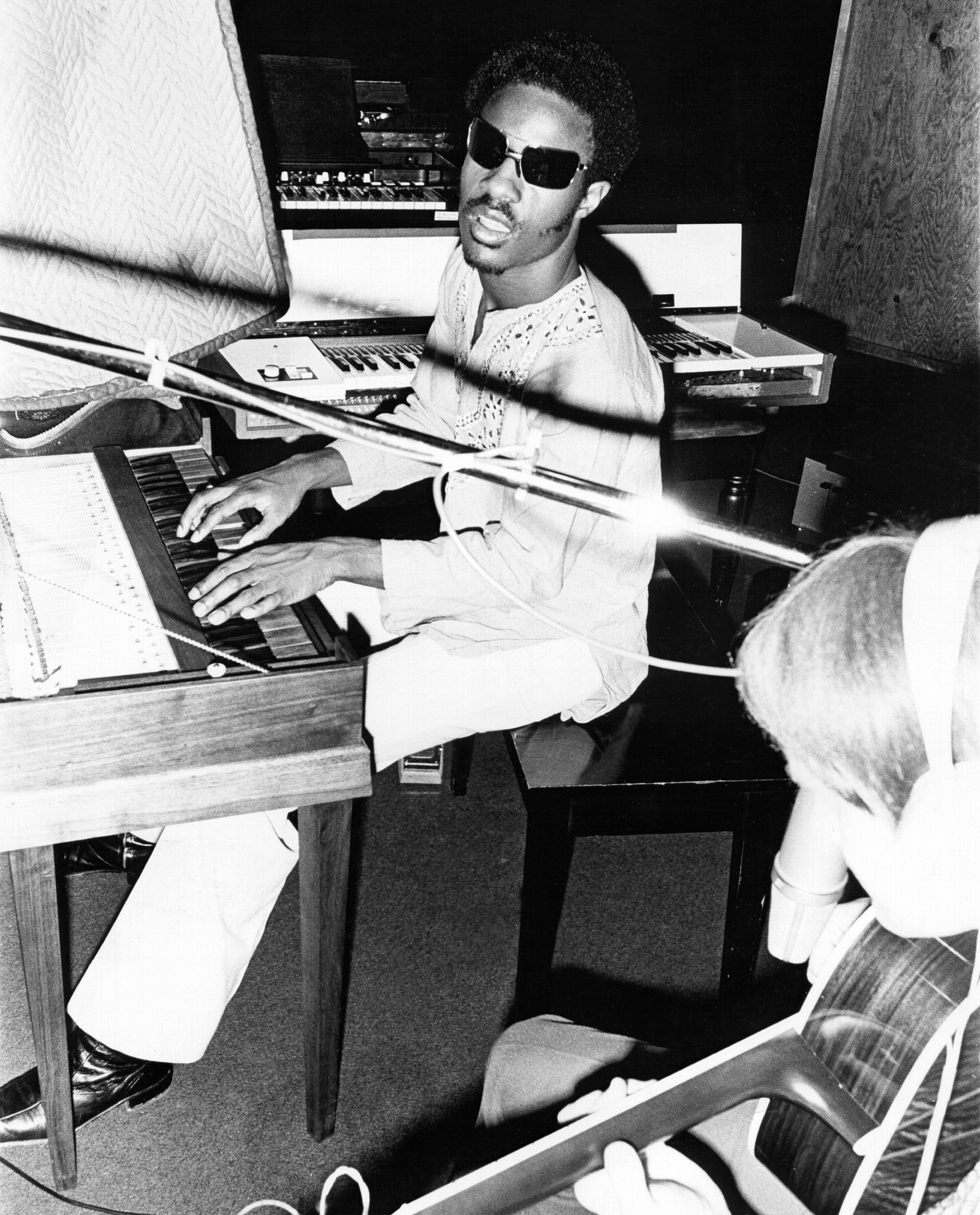 R&amp;amp;B singer and songwriter Stevie Wonder in the studio circa 1973.