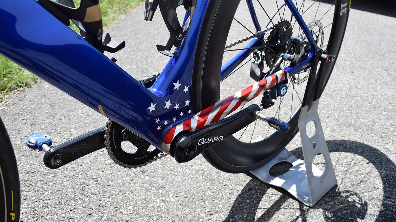 A closer look at the custom detailing around Warbasse's bottom bracket
