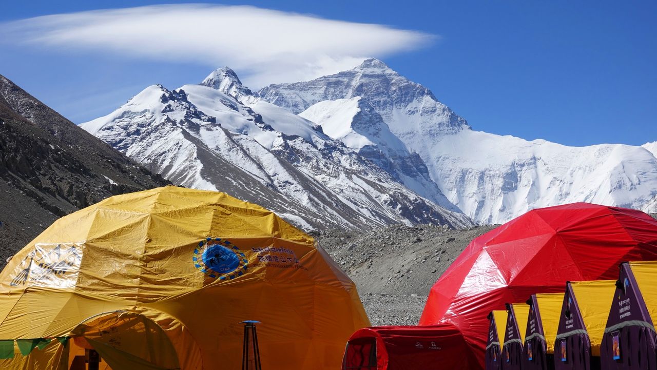 Base camp on Mount Qomolangma in Shigatse, Tibet