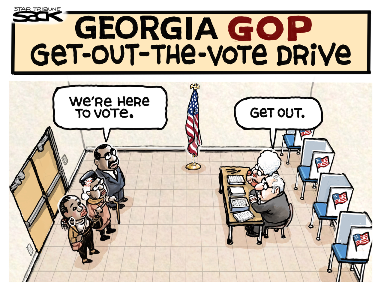 Political Cartoon U.S. georgia&amp;amp;nbsp;voting law