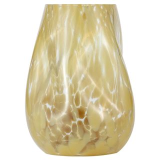 Large Artisan Blown Glass Tabletop Vase with Yellow Tortoise Speckled Finish