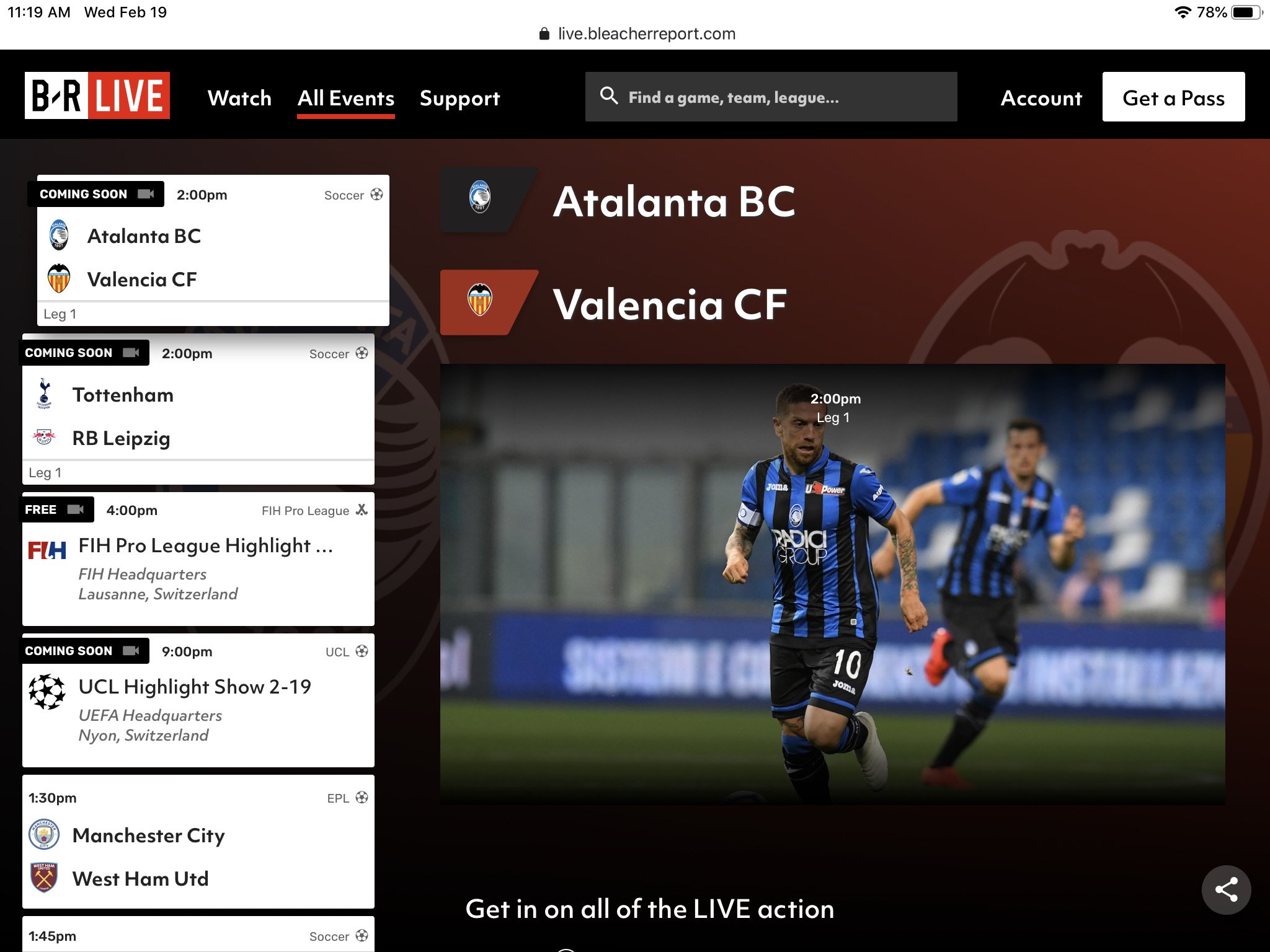 Atalanta Valencia Bleacher Report Live