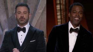 Jimmy Kimmel and Chris Rock on the Oscars stage
