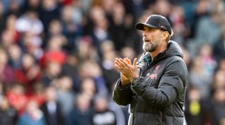 Liverpool manager Jurgen Klopp applauds the club's travelling fans after the Premier League match between Nottingham Forest and Liverpool on 22 October, 2022 at the City Ground, Nottingham, United Kingdom