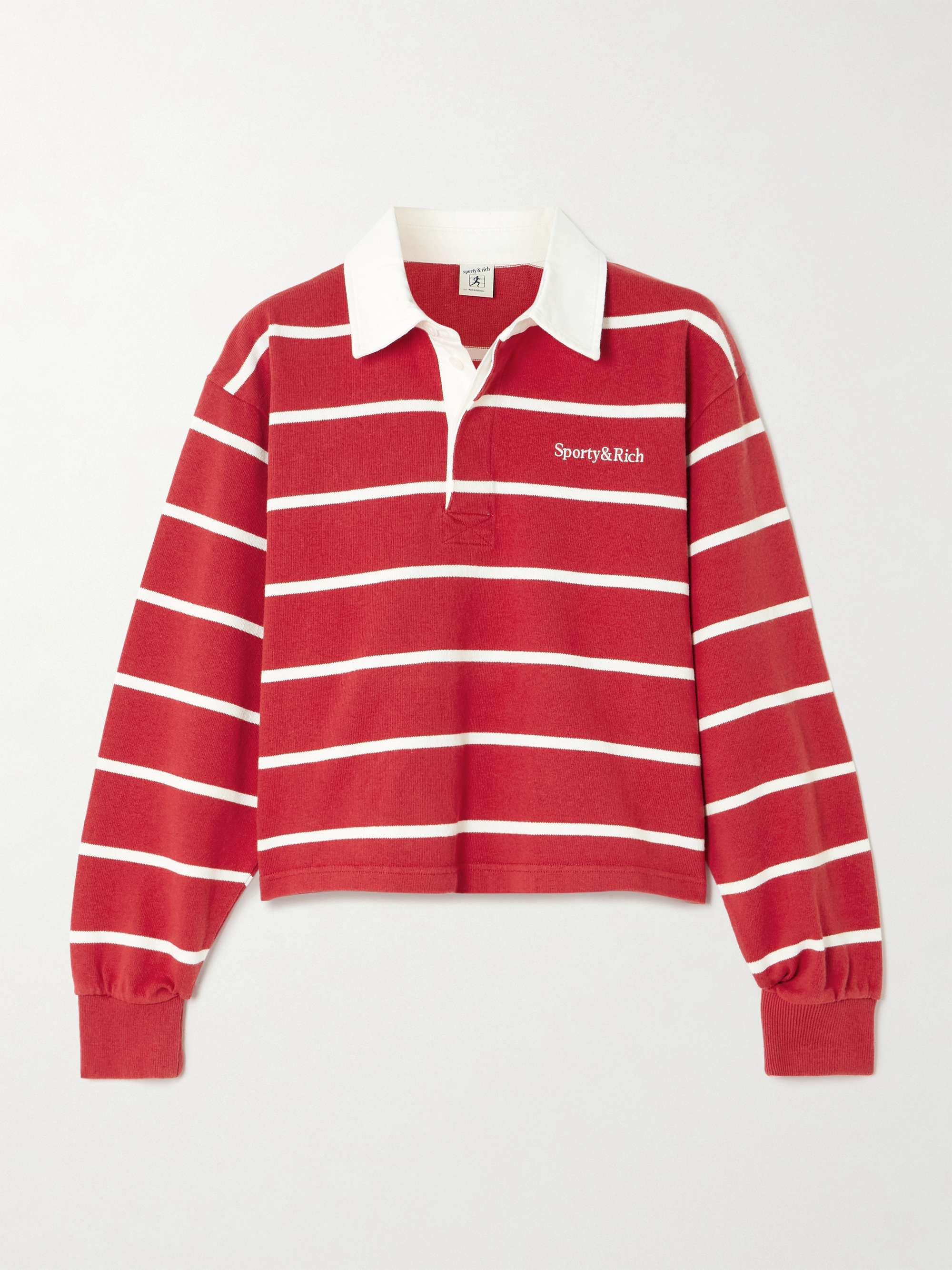 Serif Rugby Logo-Embroidered Striped Cotton-Jersey Polo Shirt