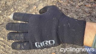 A close-up of the back of the Giro Xnetic H2O gloves, showing the small Giro logo