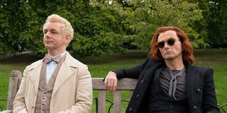 Michael Sheen and David Tennant asAziraphale and Crowley in Good Omens